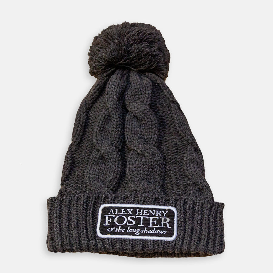 “Perpetual Glimmer” Pompom Cable-Knit Beanie - Charcoal